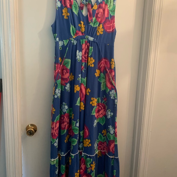 Matilda Jane Pink and Green Halter Maxi Sundress size large - Picture 3 of 10